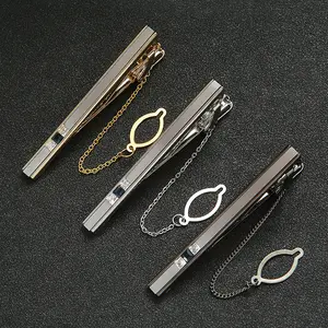 Custom Wholesale Silver Gold Color Men Cufflinks And Neck Tie Bar Clip Wedding Suit Accessories Tie Clip Men Tie Clips