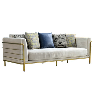 ชุดโซฟาผ้าหรูหราสไตล์โพสต์โมเดิร์นรูปตัวยู สำหรับห้องนั่งเล่นสไตล์มินิมอล เฟอร์นิเจอร์วิลล่าระดับไฮคลาส แบบสามที่นั่ง - Product Image 5