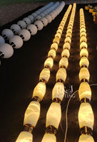 Décoration de maison de luxe, salon, hôtel, loft, éclairage, lampes suspendues en pierre d'alabastro, chaîne décorative, lumière moderne