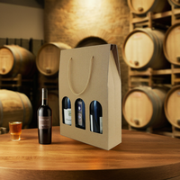 Bon prix 750ml boîte-cadeau de vin Kraft matériau laminé ondulé revêtement UV 3 bouteilles ensemble matériaux recyclés