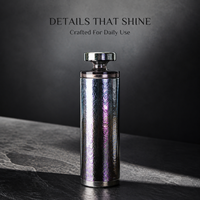 Gobelet isotherme en titane, finition cristal colorée, portable, réutilisable, écologique, avec couvercle, pour le bureau, les voyages, cadeau d'entreprise, personnalisable pour les acheteurs