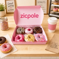 Boîte à donuts en papier kraft de qualité alimentaire, personnalisée, en gros, laminée, vernie, matériaux recyclés, emballage pour pâtisserie, biscuits, desserts
