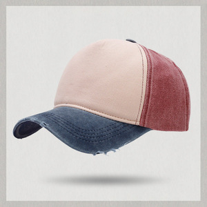 Baseball Cap Color Blocked Washed Denim Cotton Breathable Unisex Sunshade Hat - Product Image 2