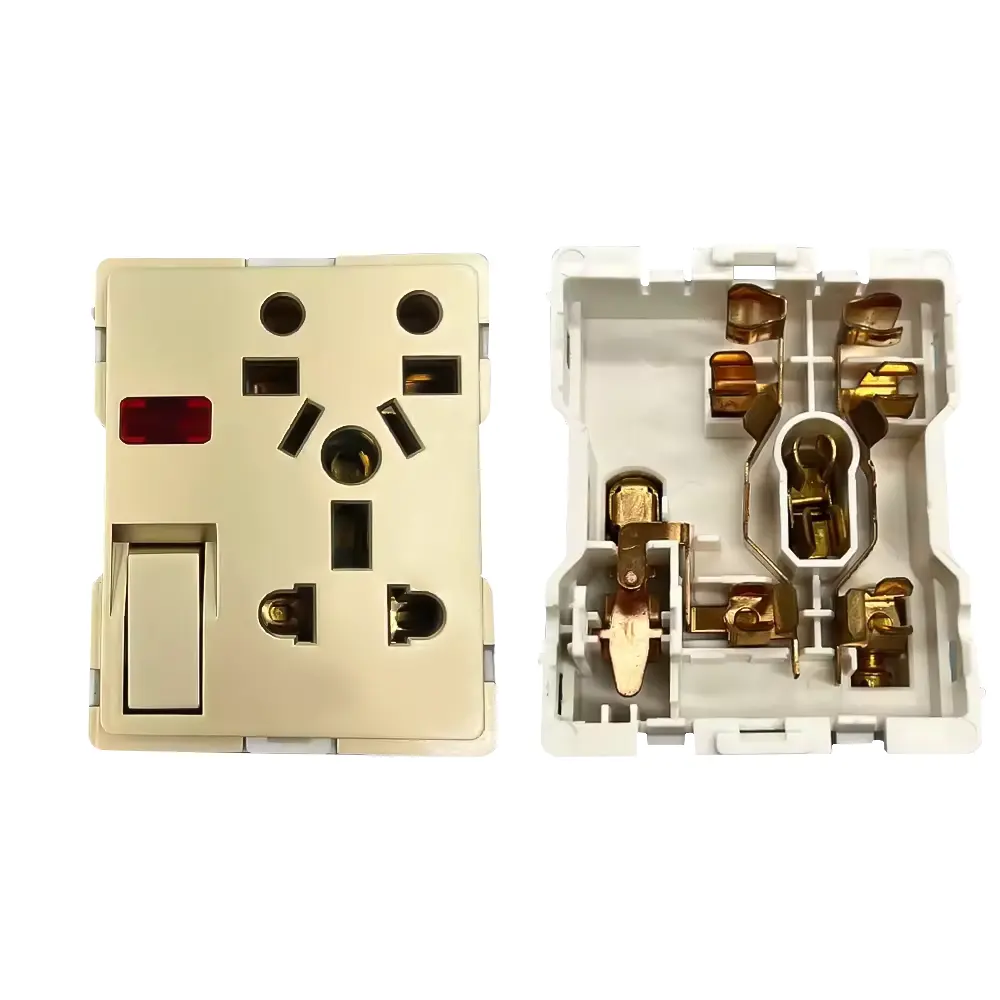 Factory manufacturing Pakistan style 1 gang 10 pins wall multi-function socket accessories,brass parts of power socket
