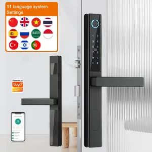 Wifi kart ile yüksek kalite su geçirmez akıllı kilitli kapı tokmağı parmak izi şifre ince alüminyum akıllı kapı kapı kilidi