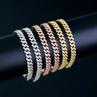 Bracelet Classique pour Homme Hip Hop Miami Cuban Link 6mm en Argent 925 Plaqué Platine, Sertissage Moissanite Gra Iced Out, Cadeau pour Fête