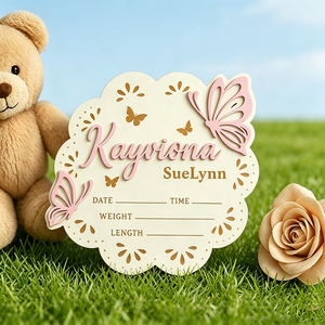 Cartes de jalons mensuels pour bébé en <span class=keywords><strong>bois</strong></span> 3D personnalisables avec motif papillon, disques marqueurs de jalons, accessoires de photographie nouveau-né, souvenir - Product Image 3