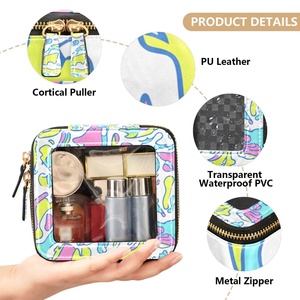 Customs logo Fashionable Clear Toiletry Bag clear Leather Travel Cosmetic <b>case</b> <b>Makeup</b> Zipper Pouch - Product Image 5