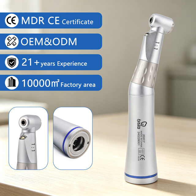 ISO CE Certified Dental Handpiece 1:1 LED Contra Angle Internal Water Spray Low Speed Turbine Powered Equipos Dentales