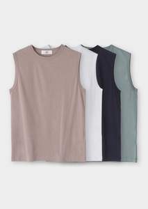 Camiseta sin mangas de algodón tejido vintage para hombre, chaleco transpirable para gimnasio, entrenamiento de verano, camiseta deportiva informal de color sólido - Product Image 3