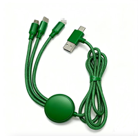 Câble de charge rapide 3-en-1 double entrée bleu compatible avec Type C pour smartphone, logo personnalisé, cadeau d'entreprise