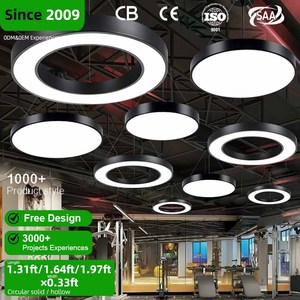 Lampe de plafond circulaire linéaire moderne, <span class=keywords><strong>lustre</strong></span> LED en forme d'anneau, télécommande intelligente, lumière suspendue 6000K, luminaires suspendus ronds - Product Image 1