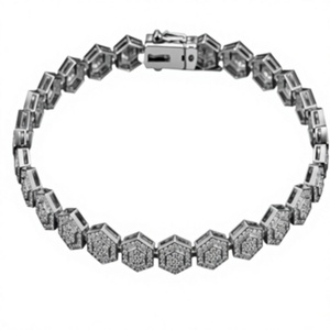 Bracelet chaîne à maillons hexagonaux en argent sterling 925 plaqué rhodium avec moissanite, bijoux hip-hop unisexe, anniversaire - Product Image 3
