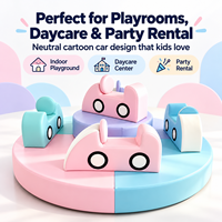 Manège doux pour enfants, thème voiture de dessin animé pastel, équipement de jeu intérieur pour tout-petits, matériel de location pour centre