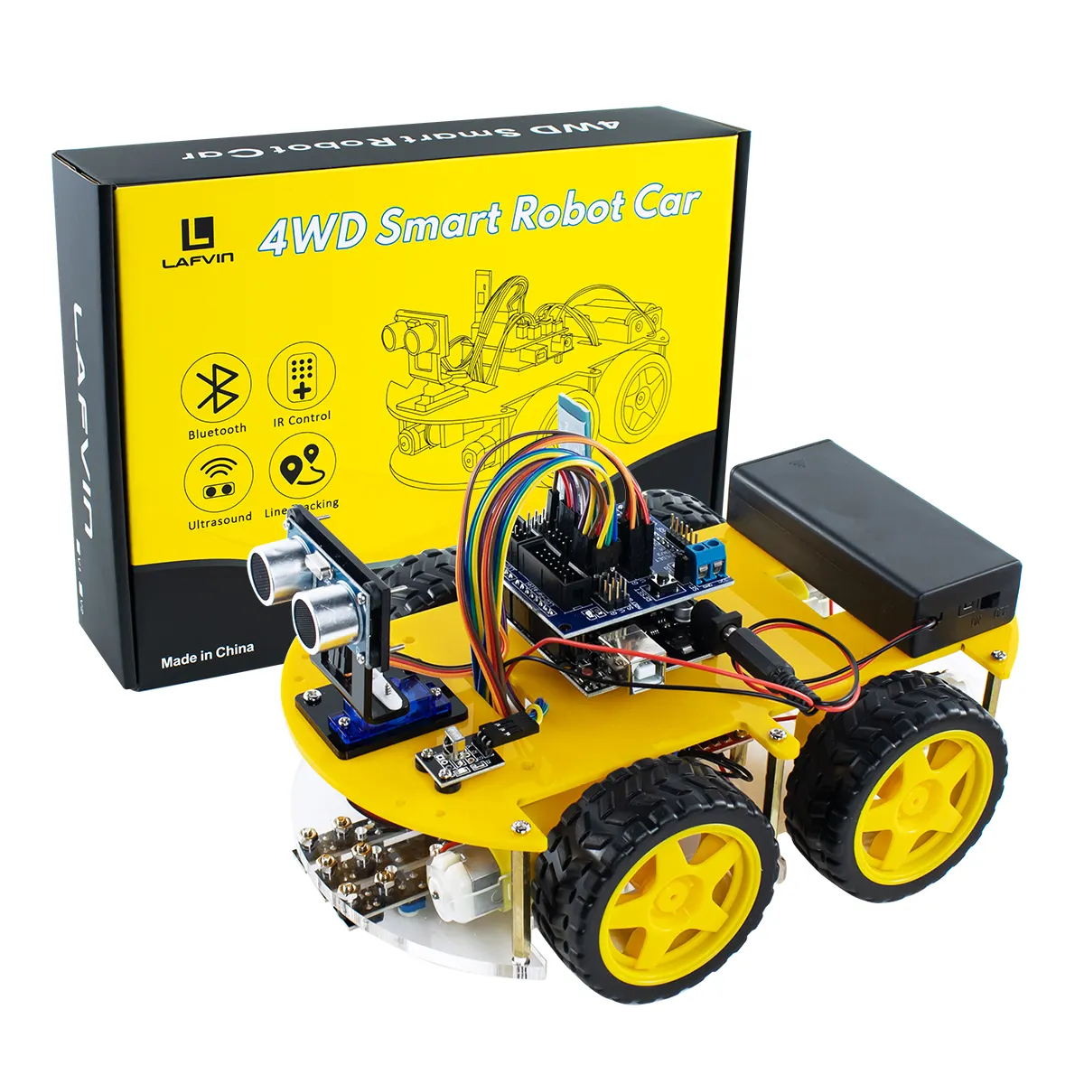 다기능 4WD 로봇 자동차 키트 arduino 용 초음파 모듈 로봇 자동차 조립 키트