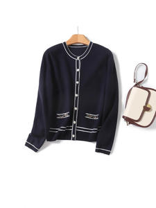 เสื้อสเวตเตอร์ถักผ้าแจ็คการ์ดสำหรับผู้หญิงเดรสแบบสวมหัวเสื้อสเวตเตอร์มีปกโบว์สำหรับฤดูใบไม้ร่วง - Product Image 5