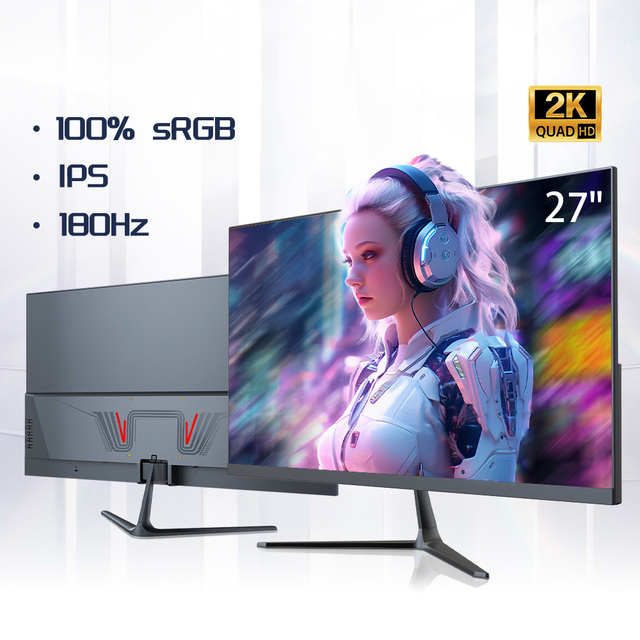 27 Inch Frameless Gaming Monitor with IPS Panel HDR Feature 1K/2K/100Hz/180Hz/240Hz Refresh Rate DP Interface for Desktop PC