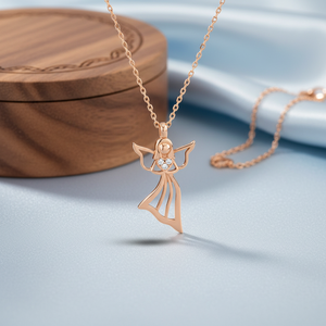 Collier pendentif AZURIS en argent 925 avec ange et pierre, conçu par un argentier, fabriqué en Turquie - Product Image 3