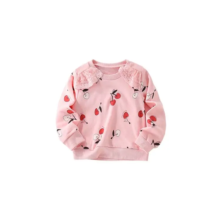 HY-343 Baby sweatshirt baby girls hoodies kids top Cherry print long sleeves t-shirt spring winter breathable 1-10 years