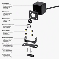 Caméra de recul carrée CCD pour voiture, 8 LED, vision nocturne 120 degrés, aide au stationnement