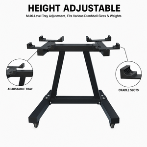 Support <span class=keywords><strong>de</strong></span> rangement réglable en hauteur pour haltères avec plateau multi-niveaux et fentes pour haltères, idéal pour l'entraînement <span class=keywords><strong>de</strong></span> force à domicile - Product Image 2