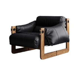 Fauteuil lounge Jersey Island style Wabi Sabi, en bois massif, ergonomique, pour salon - Product Image 5