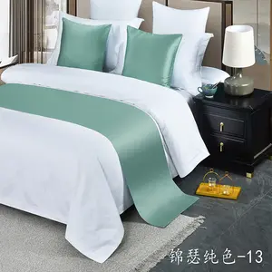 Wholesale 5 Star Hotel Simple Bed Runner Luxury Decorative Throw Pillow Case Bed Flag Set Satin Bed Towel