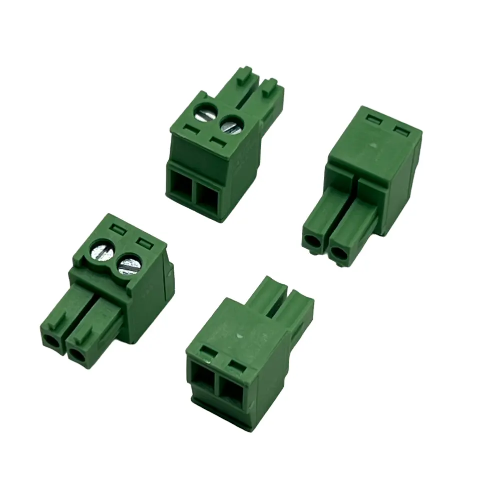 Enchufe de 2, 3, 4, 8, 10 vías, bloque de terminales de alimentación a través de 35mm, 3,5mm, conector de bloque de terminales hembra verde y negro