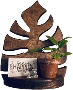Estantería Flotante en Forma de Hoja, Estantería de Madera, Marco de Fotos para Montar en la Pared, Almacenamiento para Velas y Libros, Estante Decorativo para Oficina en Casa - Product Image 1
