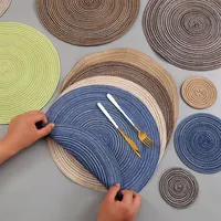 Nappe de Table en coton, tapis rond tissé de style japonais, peut être personnalisé