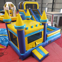 Châteaux gonflables KARRY Classic bleu et jaune, structure de jeux gonflable commerciale avec toboggan, PVC, garantie 3 ans, capacité 300-500 kg