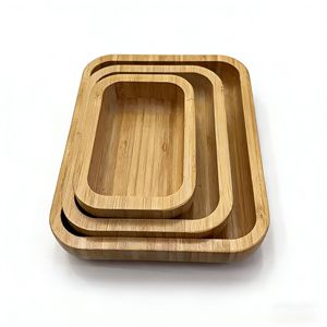 Ciotola Rettangolare per Insalata in Bambù Naturale con Bordo Profondo, Piatto Versatile Ecologico per Frutta, Pasta e Snack - Product Image 4