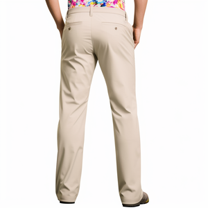 Pantalon de golf chino de haute qualité pour hommes, respirant, coupe ajustée, pantalon d'affaires décontracté avec logo personnalisé, taille moyenne froissé, travail d'été - Product Image 5
