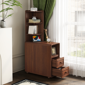 Solid Wood Modern End <b>Table</b> Drawers Corner <b>Table</b> Open Shelves Tall Side <b>Table</b> for Bedroom Corner Adjustable Height Easy Clean - Product Image 6