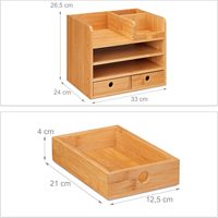 Organisateur de bureau en bois pour le bureau, support de rangement de bureau en bambou avec tiroirs, organiseur de papeterie écologique pour la maison et le bureau