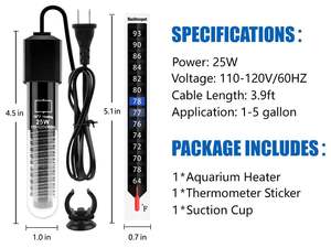 Chauffage d'<span class=keywords><strong>aquarium</strong></span> QbellPet anti-explosion à tube de quartz, thermostat d'eau automatique pour <span class=keywords><strong>aquarium</strong></span>, submersible, en verre - Product Image 3