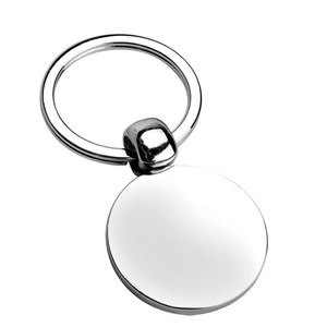 Porte-clés rond brillant en acier inoxydable 25 mm avec porte-monnaie et sangle en cuir, design mousqueton tendance, logo gravé au laser D=30 mm - Product Image 1
