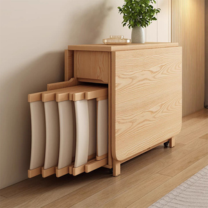 Minimalist Masif Ahşap Katlanır Yemek Masası CE Sertifikalı Ayarlanabilir Boyutlu Ahşap Masa Küçük Yemek Odaları ve Mutfaklar İçin - Product Image 1