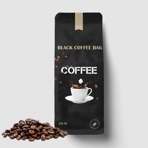 Bolsa de Papel Kraft Negra con Válvula y Cierre Zip, Personalizada, Biodegradable, de Grado Alimenticio, para Café en Grano de 1kg/250g, Empaque Plano para Comestibles y Regalos - Product Image 1