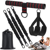 Appareil d'exercice multifonctionnel avec poignée et sangle à pédales pour yoga et sit-up, corde de traction pour adultes, entraînement intensif des abdominaux, de la taille, des bras, des jambes et du tronc 90