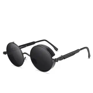 Men Women Fashion Round Vintage Glasses UV400 Metal Steampunk Sunglasses
