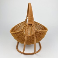 Panier berceau démontable en rotin PP tressé artisanal, écologique et peu encombrant, avec poignée de transport, pour la décoration de table basse ou de fruits