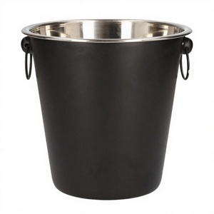 Seau à glace moderne en acier inoxydable 10L de qualité assurée, revêtement noir en poudre, motif floral, durable, écologique, facile à nettoyer - Product Image 3