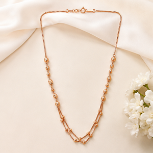 Collier en or rose pour femmes, chaîne élégante à double couche avec perles, pour mariée, fête de mariage, cadeau élégant, accessoire de bijoux pour filles - Product Image 4
