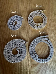 Rinntin SMN Luxuriöse Herren- und Damen-Hip-Hop Iced Out Edelschmuck S925 Silber VVS Moissanit Tennis Halskette in 2mm, 3mm, 4mm, 5mm Stärke - Product Image 3
