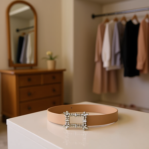 Cintura rettangolare in PU con fibbia con strass per donna, accessori moda - Product Image 3