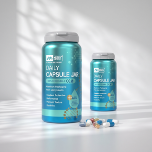 Eco-Friendly Aluminium Supplement Bottle Metallic Capsule <b>Container</b> <b>for</b> <b>Tablets</b> and Pills Packaging - Product Image 2
