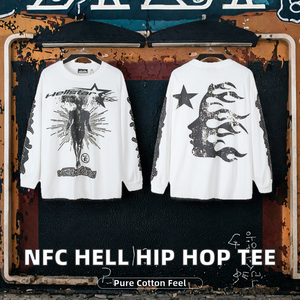 Sweat-shirt pour <span class=keywords><strong>homme</strong></span> à manches longues NFC HELL style hip-hop américain, 500g, coupe classique, 100% coton, imprimé, tendance, décontracté, streetwear - Product Image 2