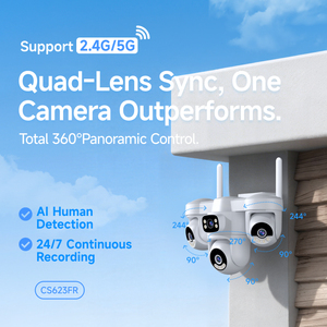 Cámara de Seguridad CCTV OEM CS623FR Okam <span class=keywords><strong>Pro</strong></span> <span class=keywords><strong>Zoom</strong></span> AI con Tarjeta SD, Video Exterior de 360°, Vigilancia PTZ, Red WiFi, Cuatro Lentes - Product Image 2