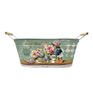 Ensemble de deux pots de fleurs en zinc baignoire et seau en métal galvanisé pour plantes vertes décoration jardin et balcon - Product Image 4